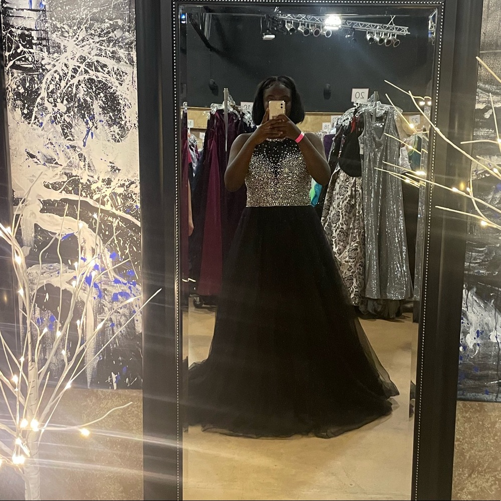 Long floor length tulle formal dress